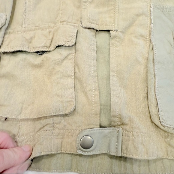 JKT NYC Jakett Khaki/ Green Utility Military Jacket Cotton/leather Trim S - Picture 11 of 13